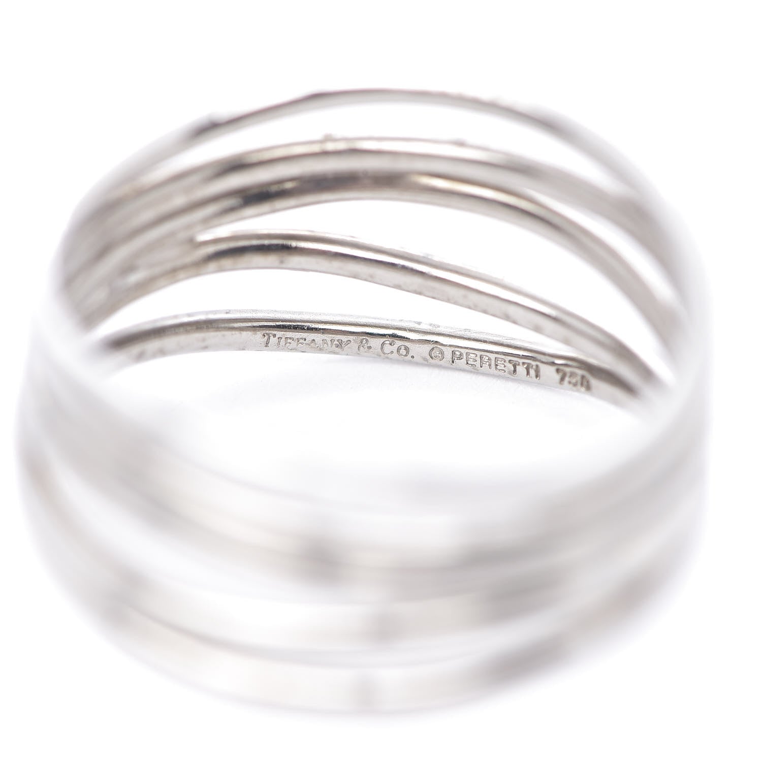 Tiffany 18K White Gold Elsa Peretti 5 Row Wave Ring 51 5.75 5 of 5