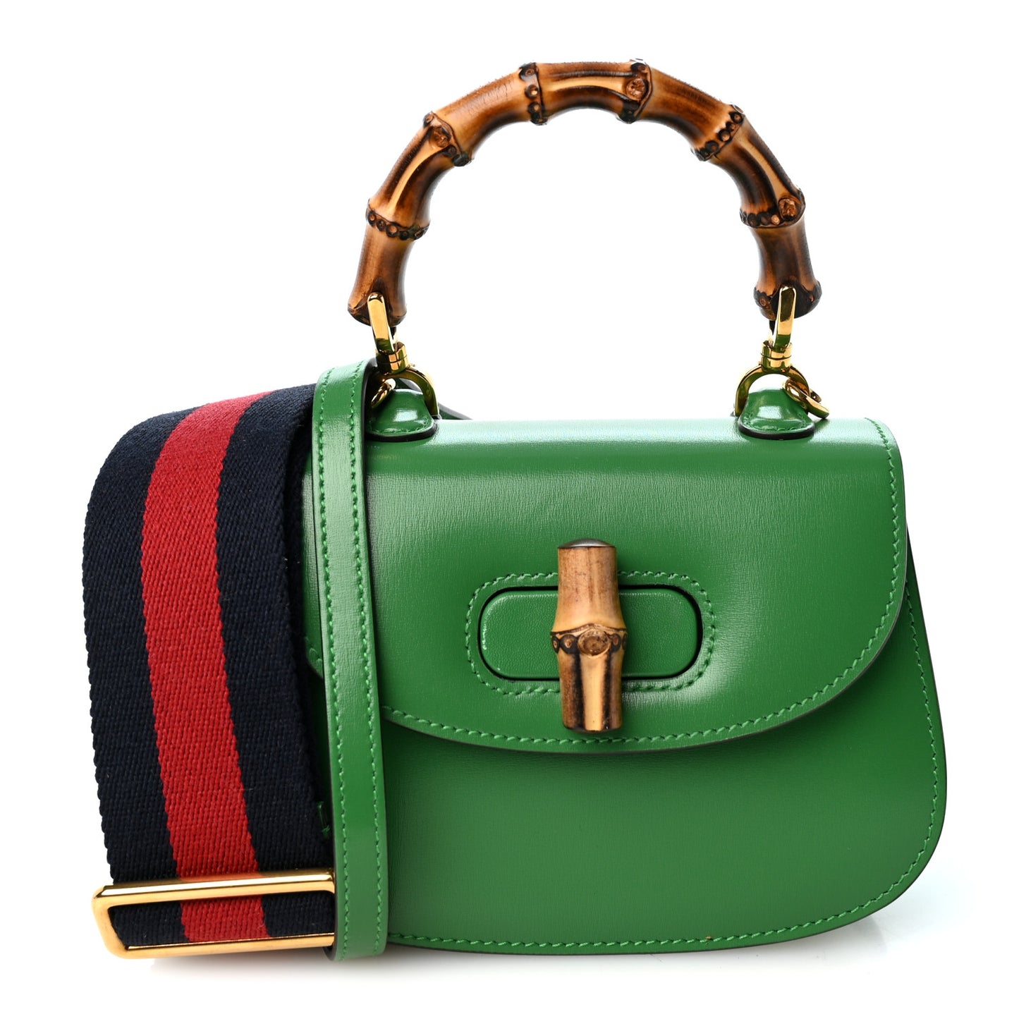 Boarded Dyana Lux Calfskin Mini Bamboo 1947 Top Handle Bag Spring Green