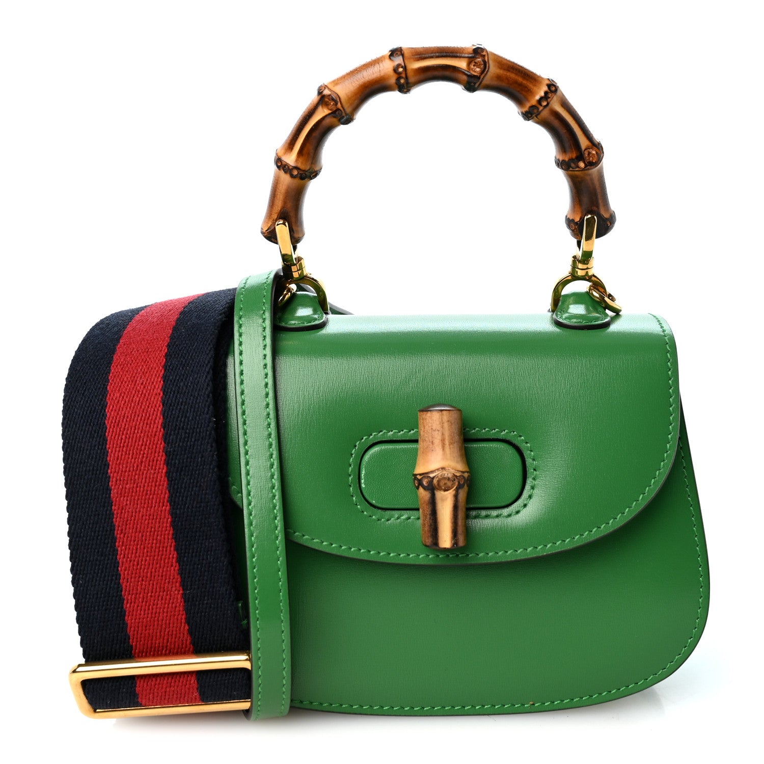 Gucci Boarded Dyana Lux Calfskin Mini Bamboo 1947 Top Handle Bag Spring Green 1 of 9