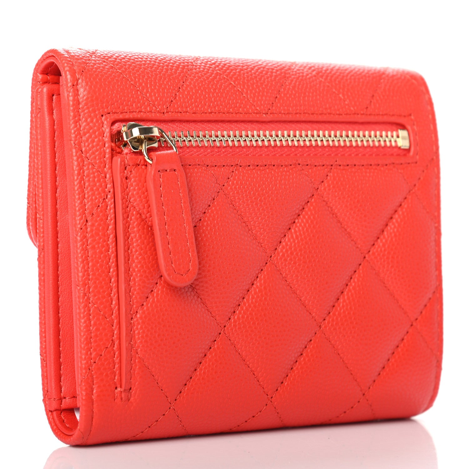 Chanel Caviar Quilted Compact Flap Wallet Red 2 of 7