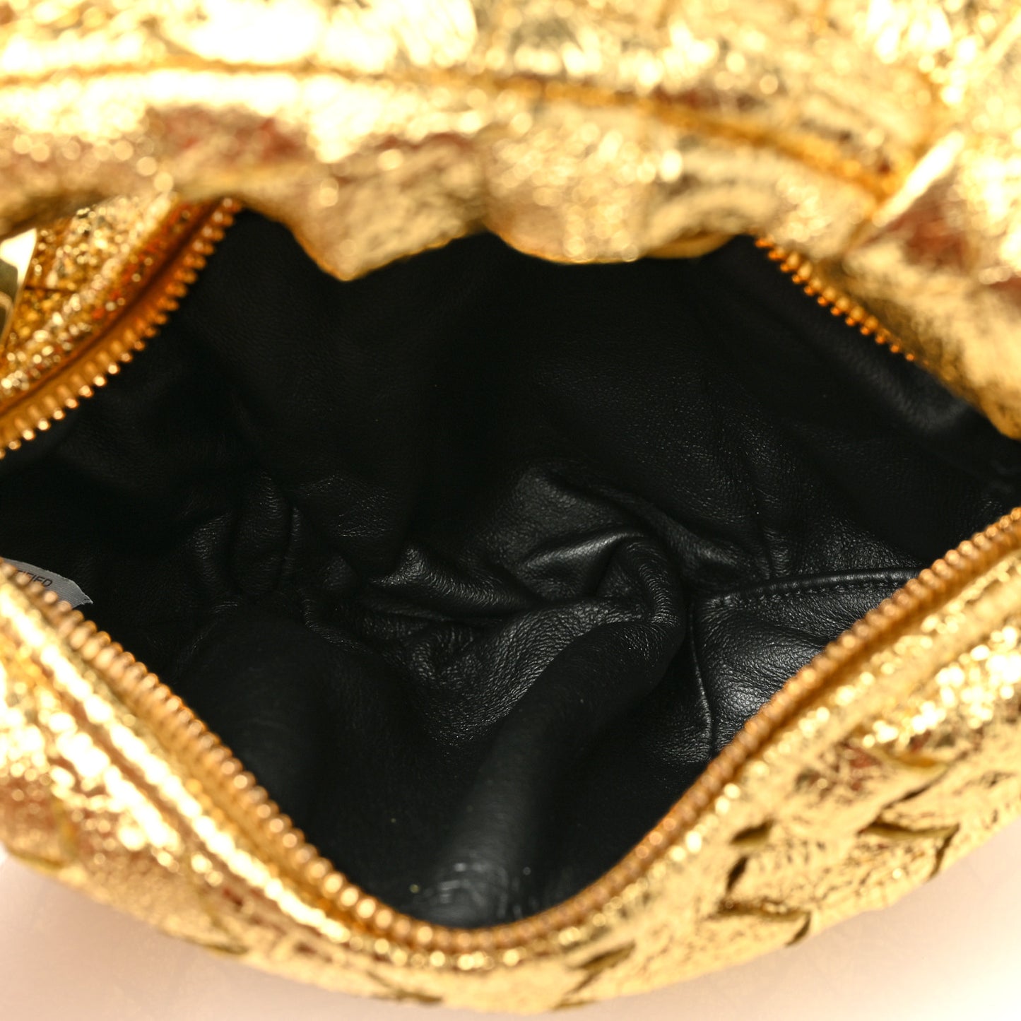 Metallic Nappa Intrecciato Mini Jodie Gold