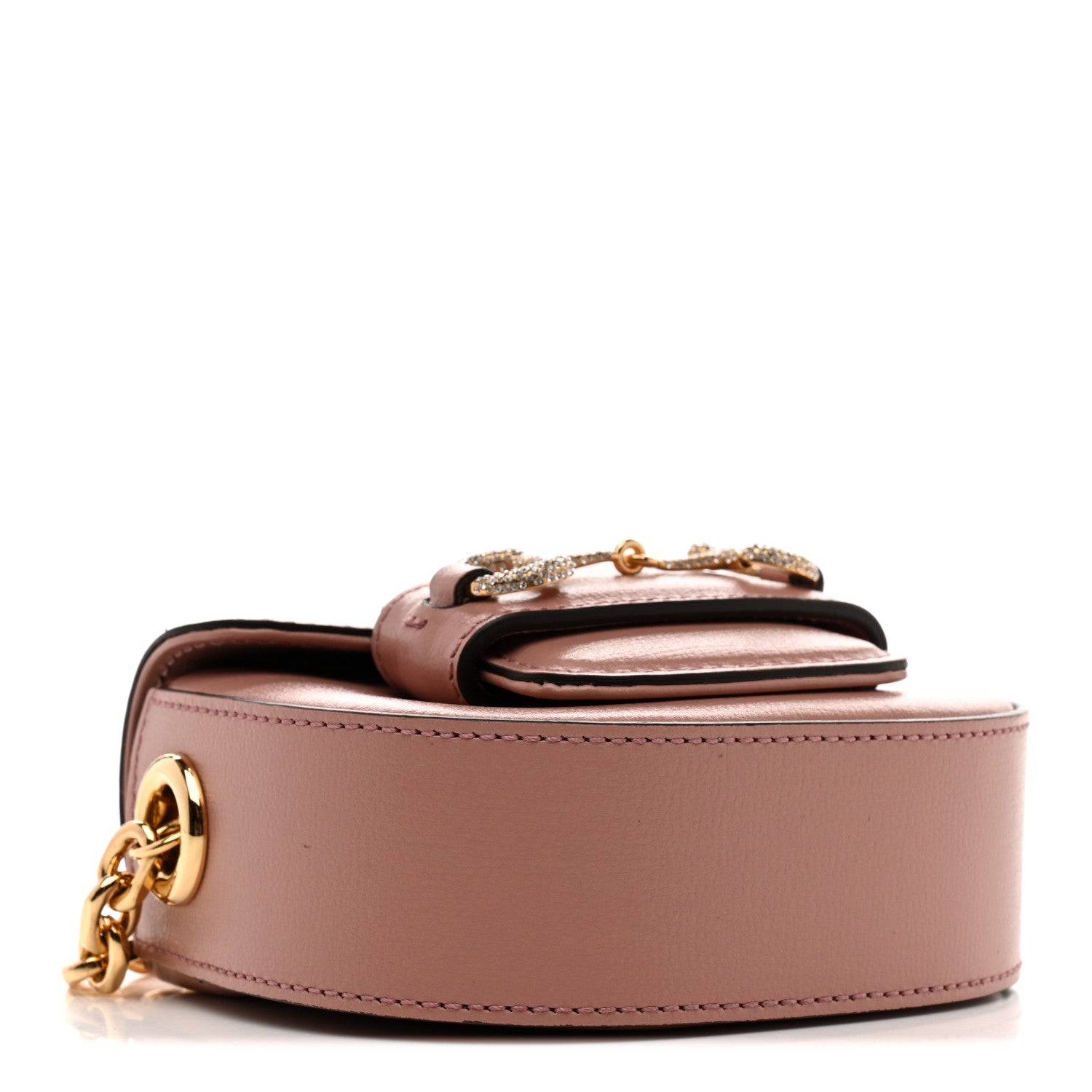 Gucci Azalea Calfskin Crystal GG Monogram Mini Horsebit 1955 Shoulder Bag Pink 4 of 12
