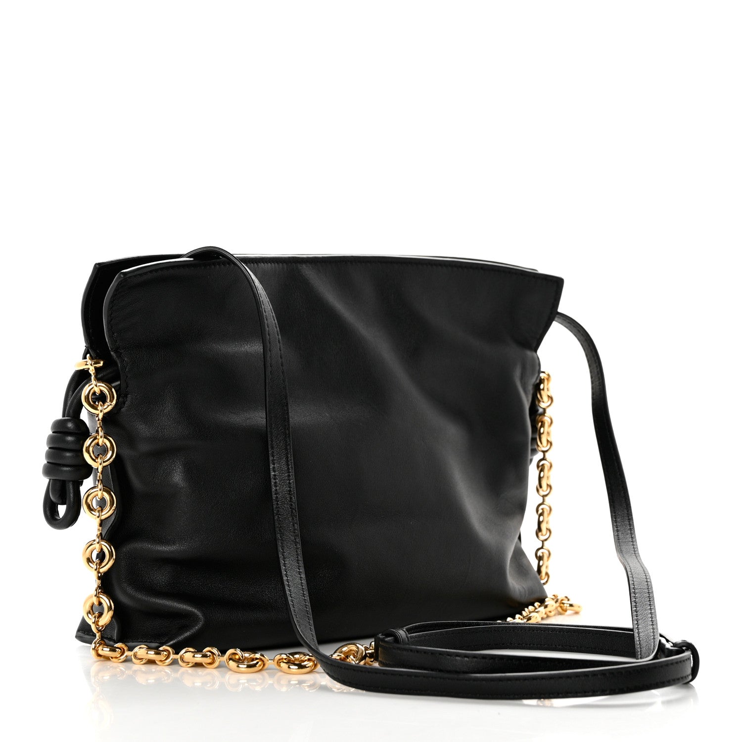 Loewe Nappa Calfskin Mini Flamenco Knot Clutch With Chain Black 3 of 9