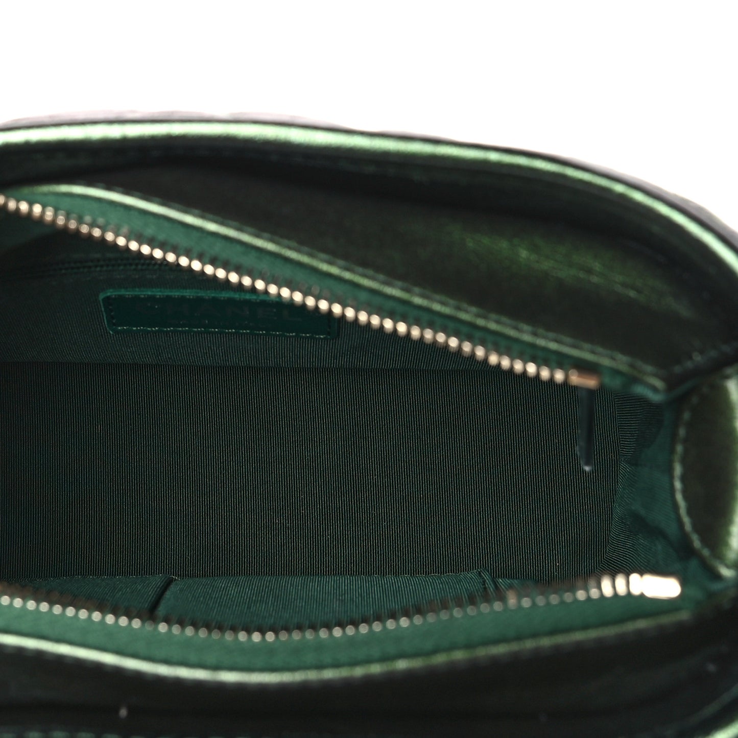 Metallic Aged Calfskin Chevron Quilted Small Gabrielle Hobo Green