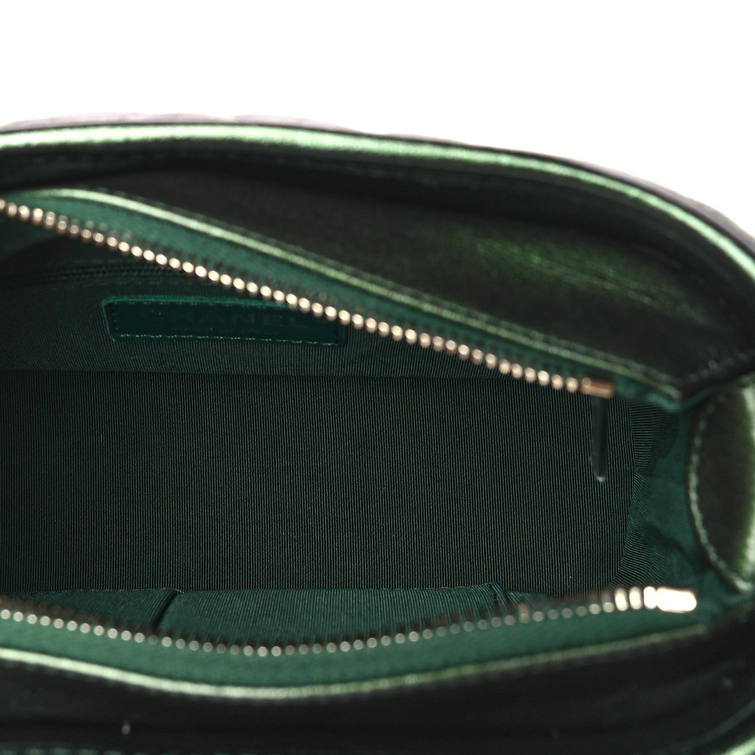 Chanel Metallic Aged Calfskin Chevron Quilted Small Gabrielle Hobo Green 5 of 11
