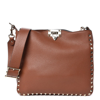Valentino Garavani Calfskin Small Rockstud Flip-Lock Messenger Bag Brown 1 of 8