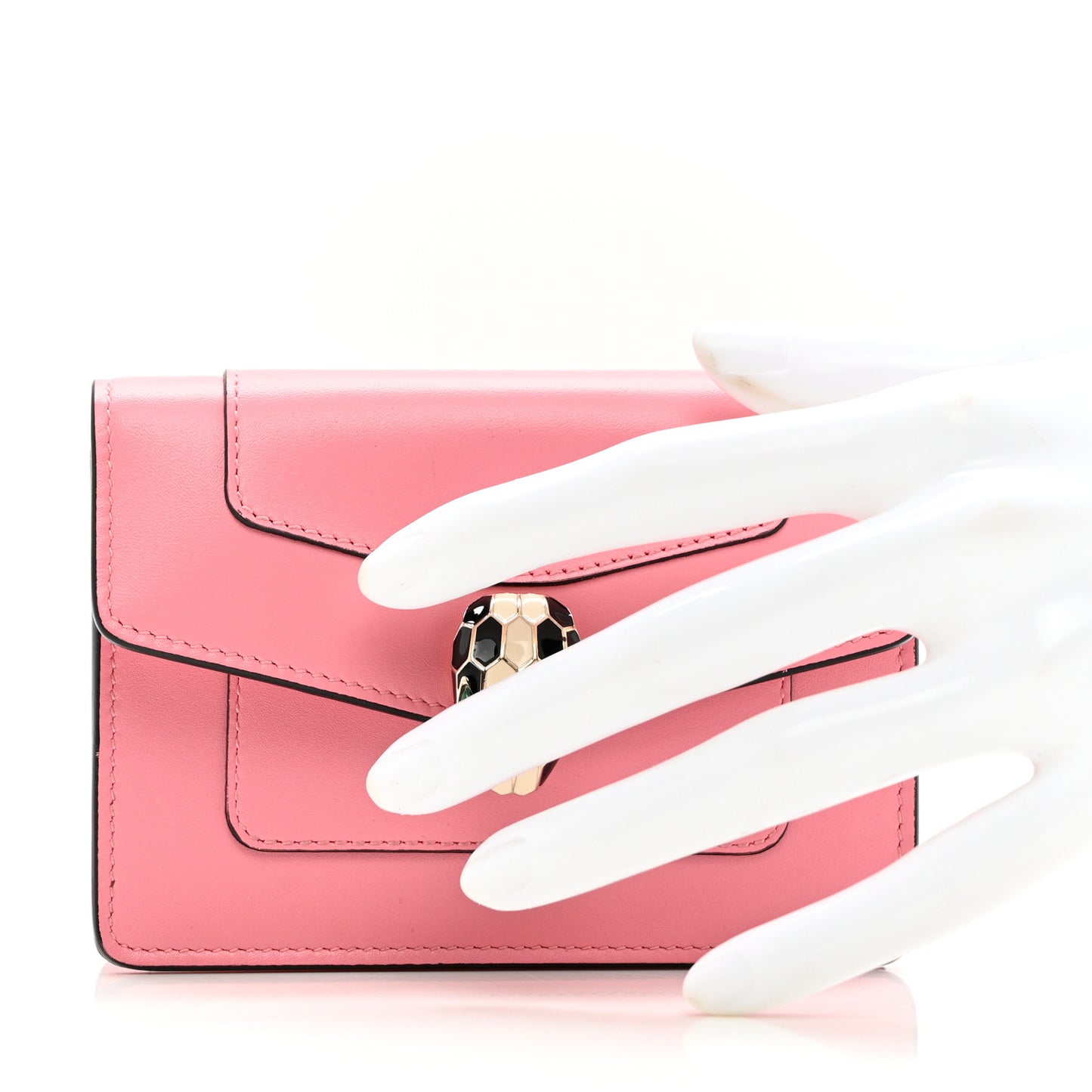 Calfskin Serpenti Forever Purse Card Holder Pink