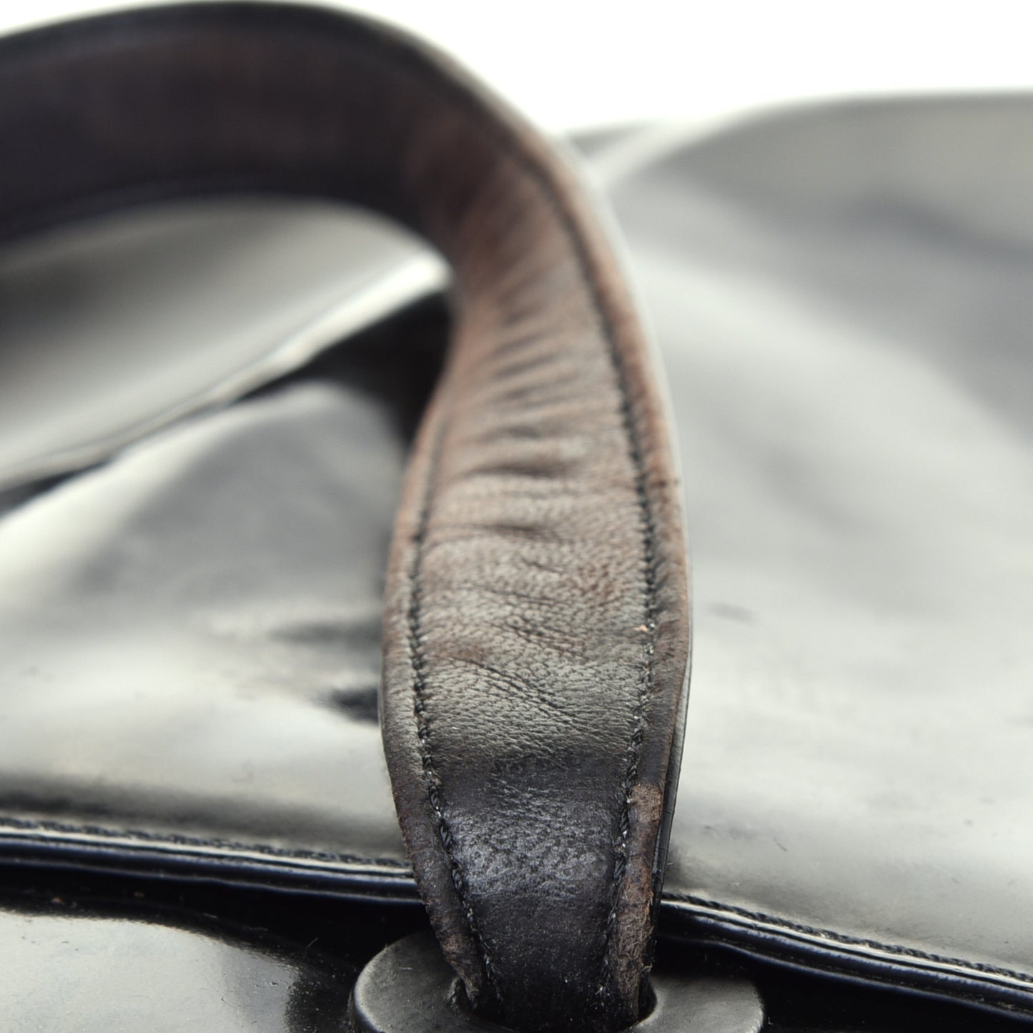 Patent Logo Shoulder Bag Black