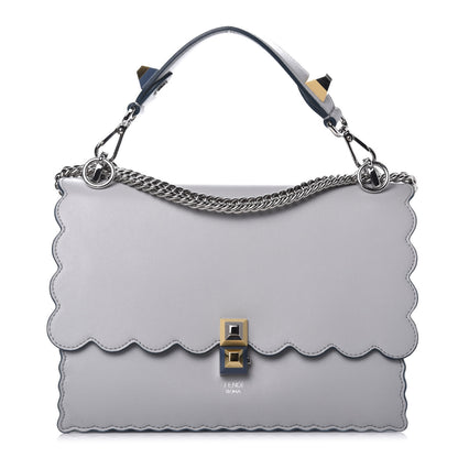 Fendi Vitello Liberty Scalloped Studded Kan I Shoulder Bag Grigio Perla 1 of 11