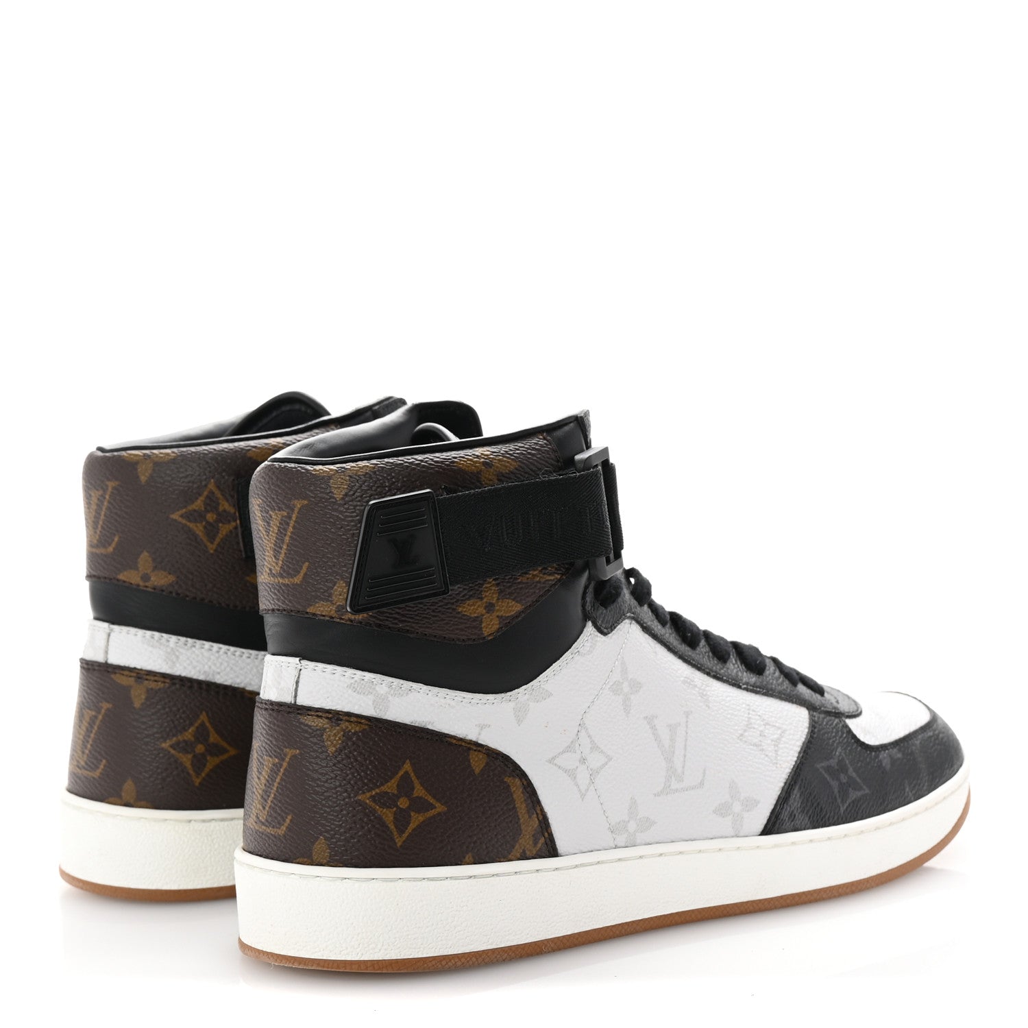 Louis Vuitton Calfskin Monogram Mens Rivoli High Top Sneakers 8 Black 5 of 10