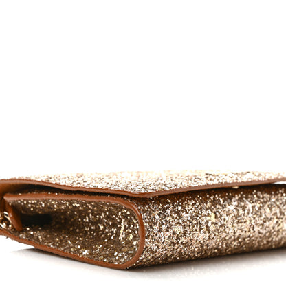 Jimmy Choo Glitter Palace Wallet On Chain Gold 7 of 9