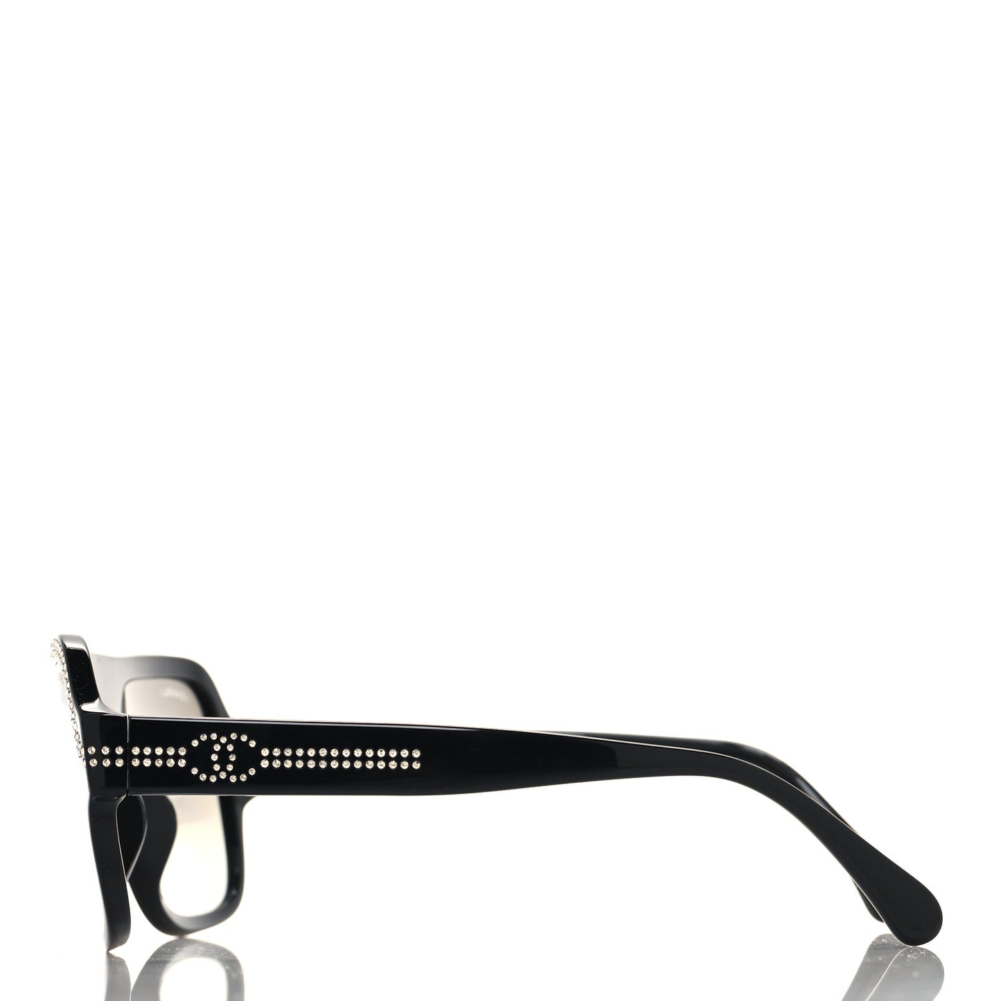 Acetate Crystal CC Shield Sunglasses 71432A Black Silver