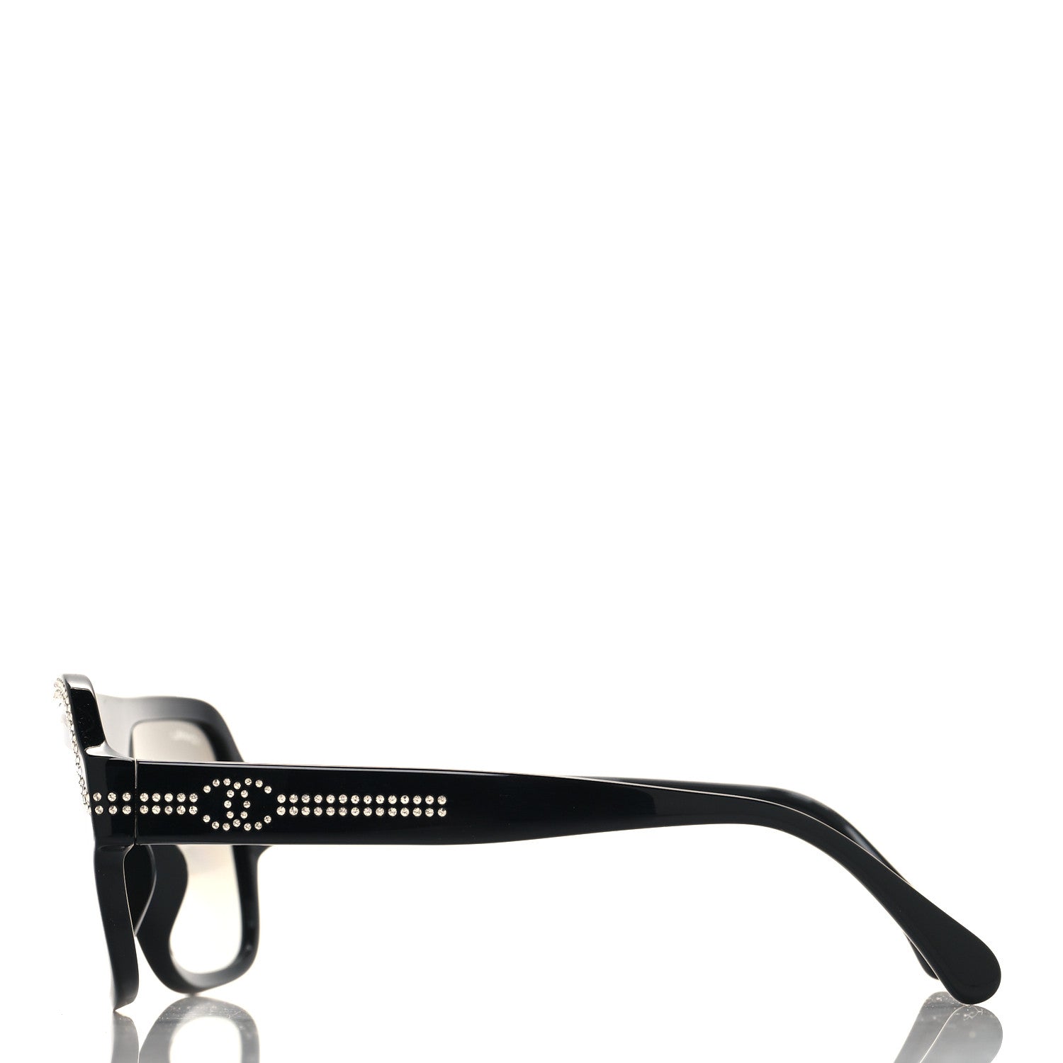 Chanel Acetate Crystal CC Shield Sunglasses 71432A Black Silver 3 of 8