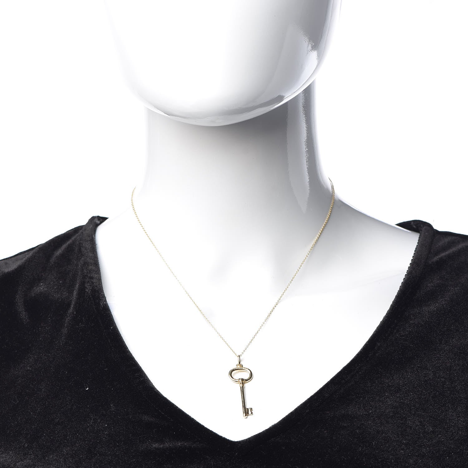 Tiffany 18K Yellow Gold Small Oval Key Pendant Necklace 2 of 7