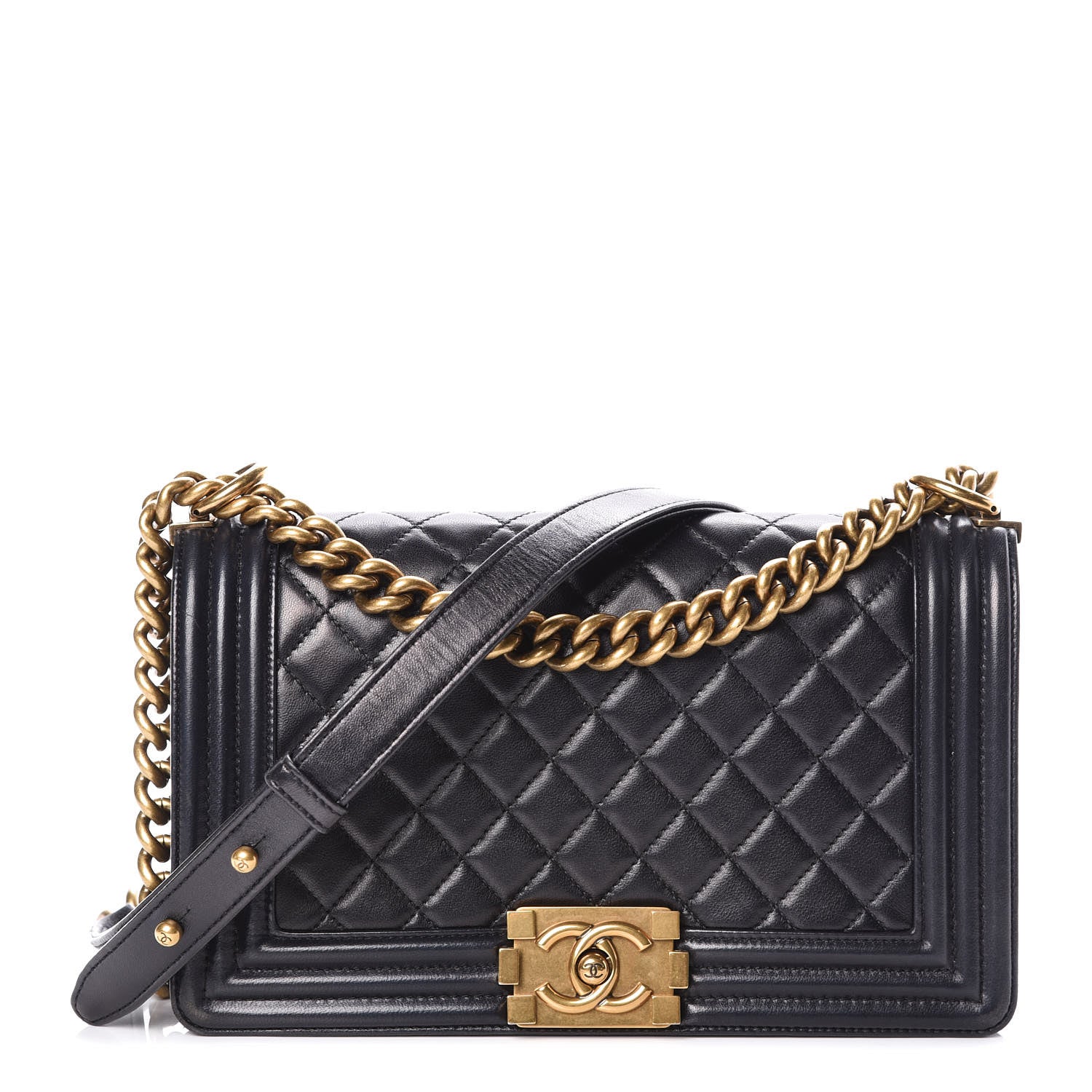 Chanel Lambskin Quilted Medium Boy Flap Pearly Black 1 of 10