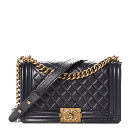 Chanel Lambskin Quilted Medium Boy Flap Pearly Black 1 of 10