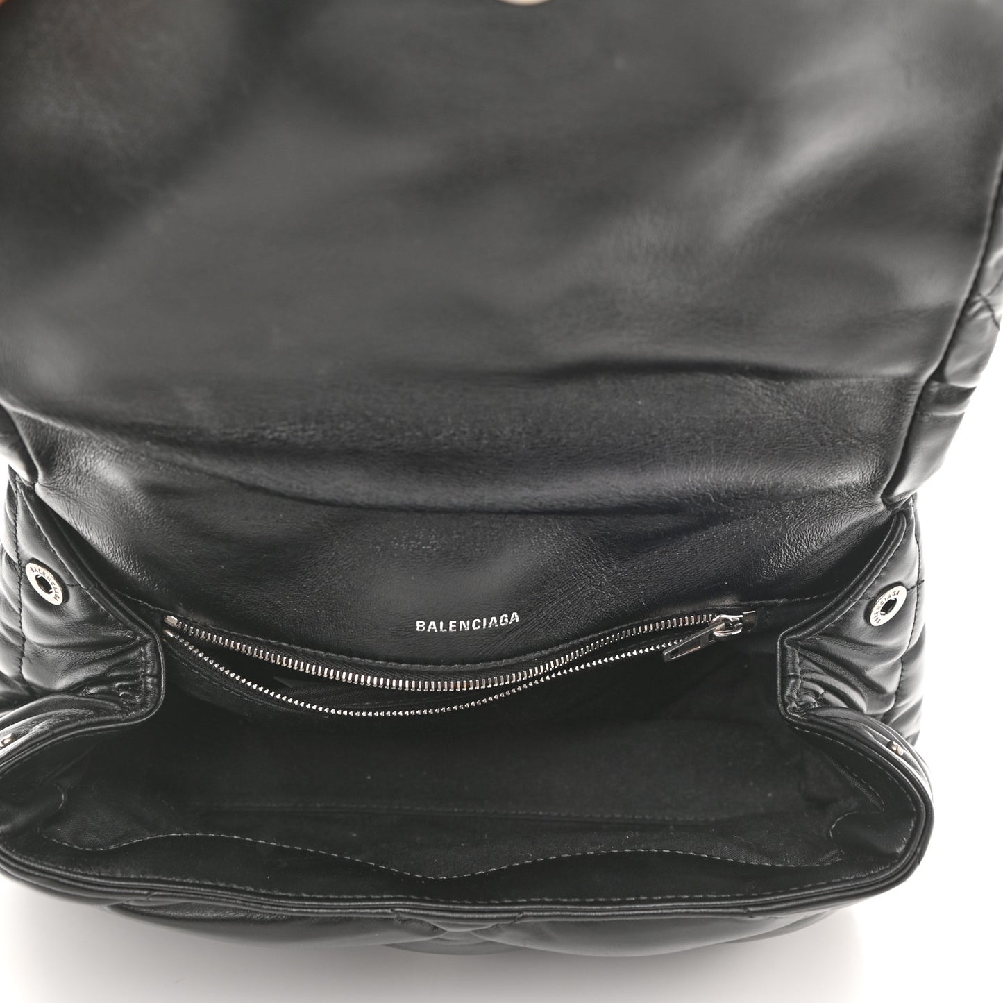 Nappa Calfskin Quilted Touch B Puffy Clutch Black