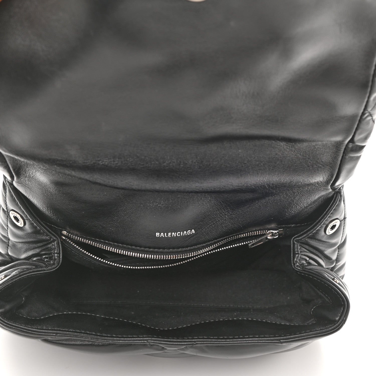 Balenciaga Nappa Calfskin Quilted Touch B Puffy Clutch Black 5 of 10