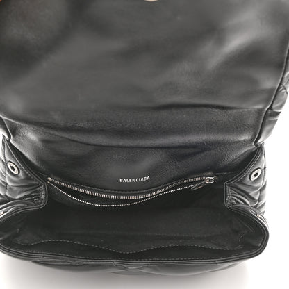 Balenciaga Nappa Calfskin Quilted Touch B Puffy Clutch Black 5 of 10