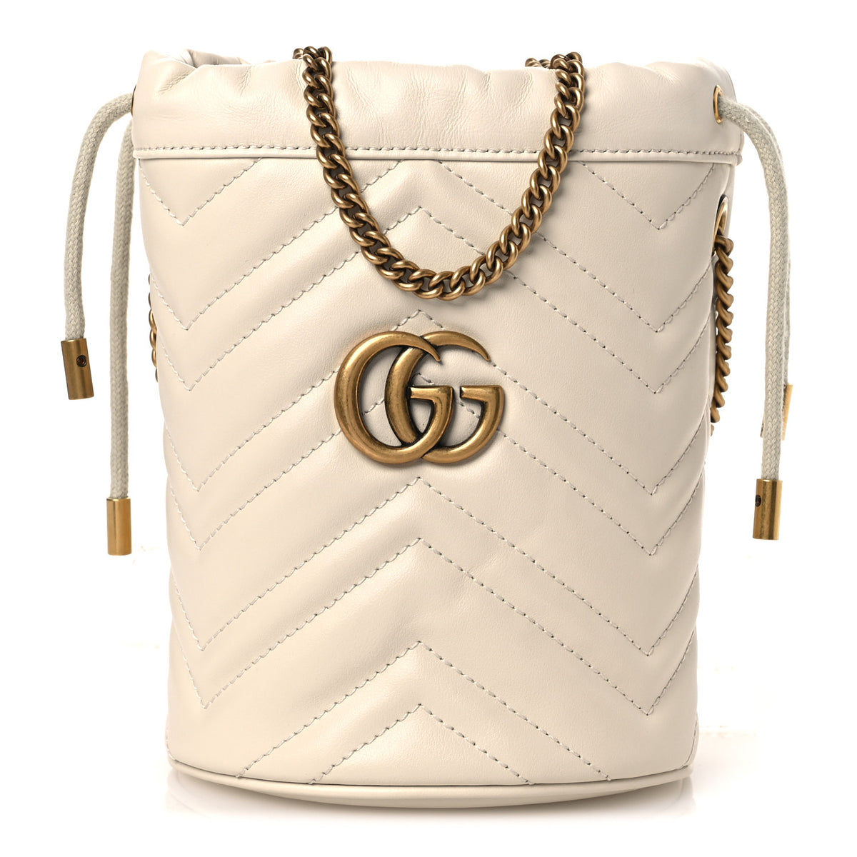 Gucci Calfskin Matelasse Mini GG Marmont 2.0 Bucket Bag White 1 of 10