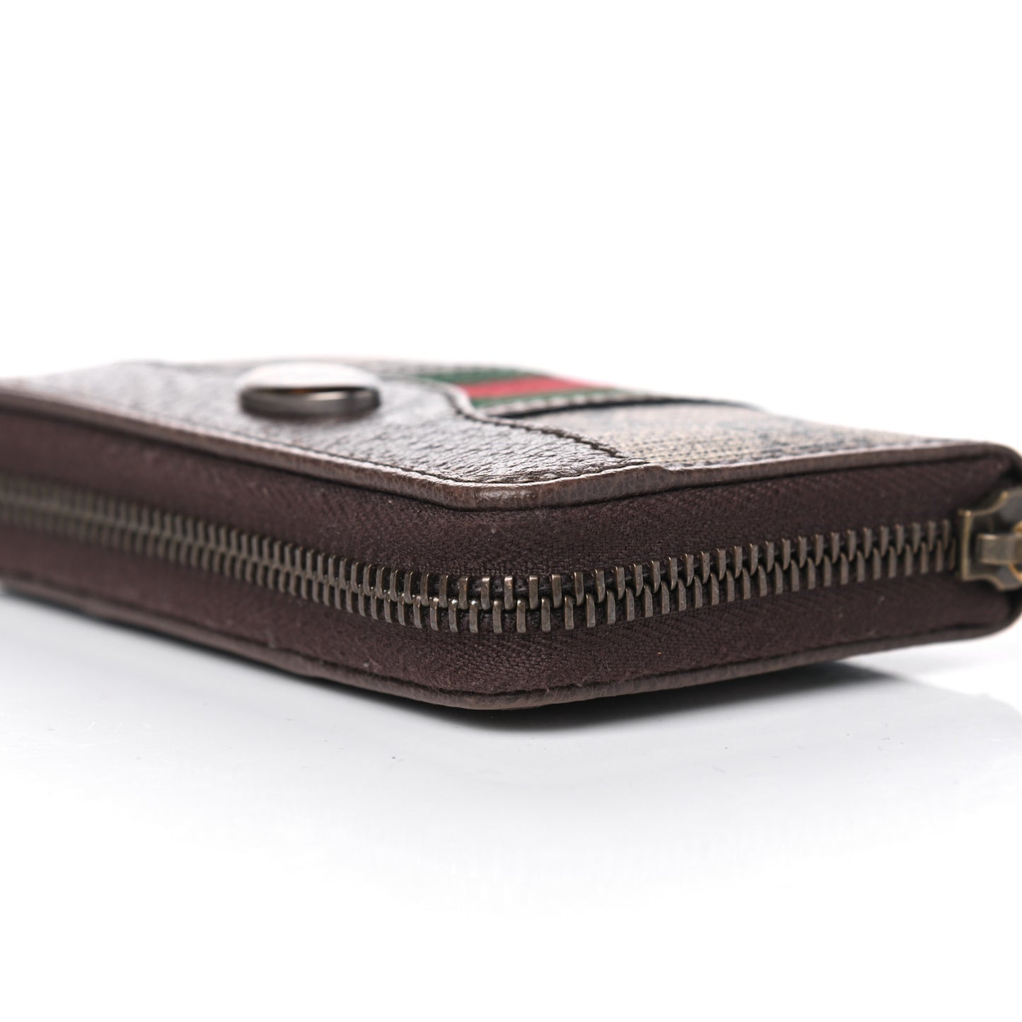 GG Supreme Web Ophidia Zip Around Card Case Brown
