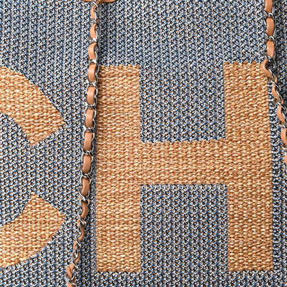 Chanel Mixed Fibers Large Shopping Bag Blue Beige 10 of 11