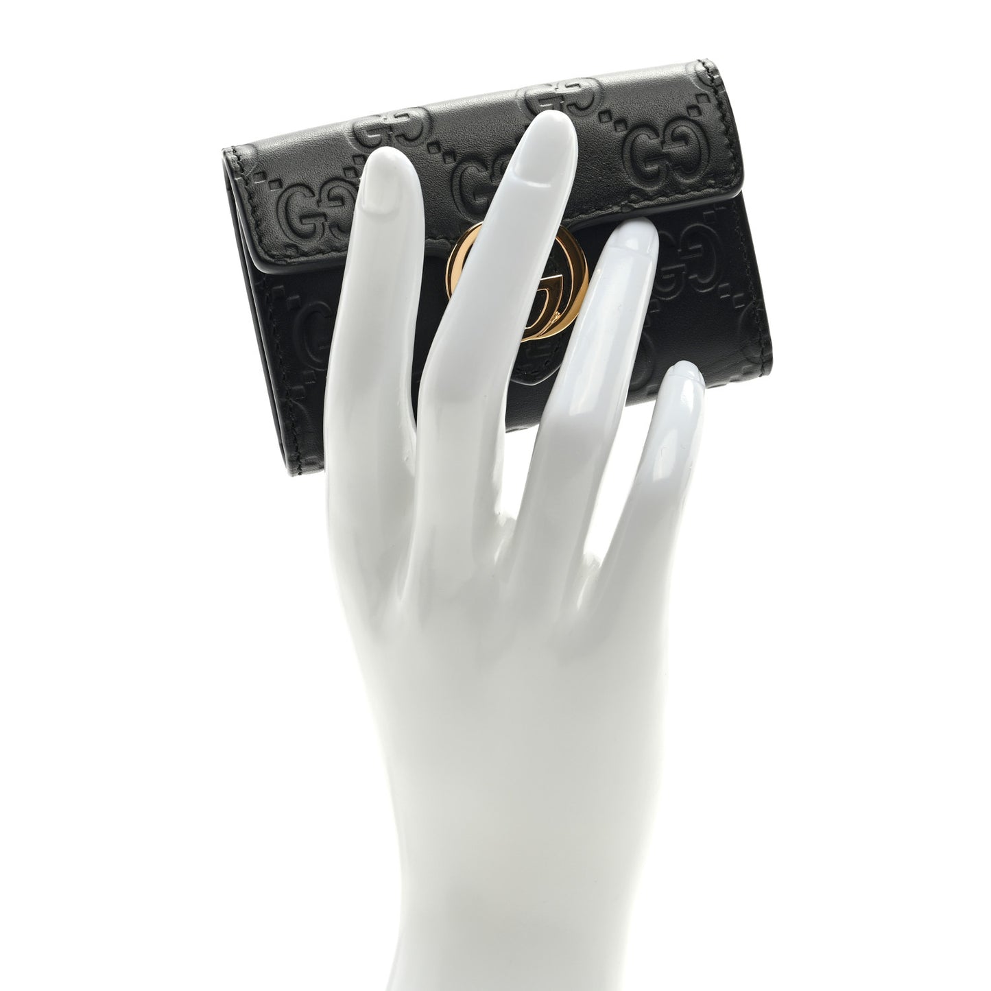 Guccissima Icon Signature 6 Key Holder Case Black