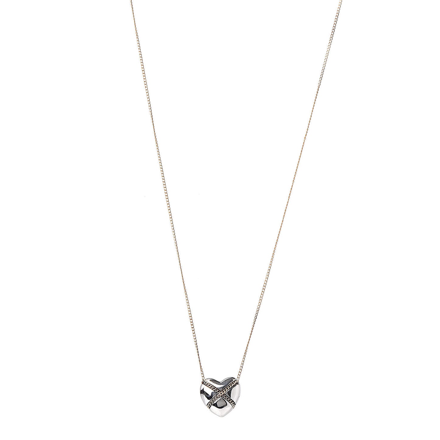 Sterling Silver 18K Yellow Gold Heart Pendant Necklace