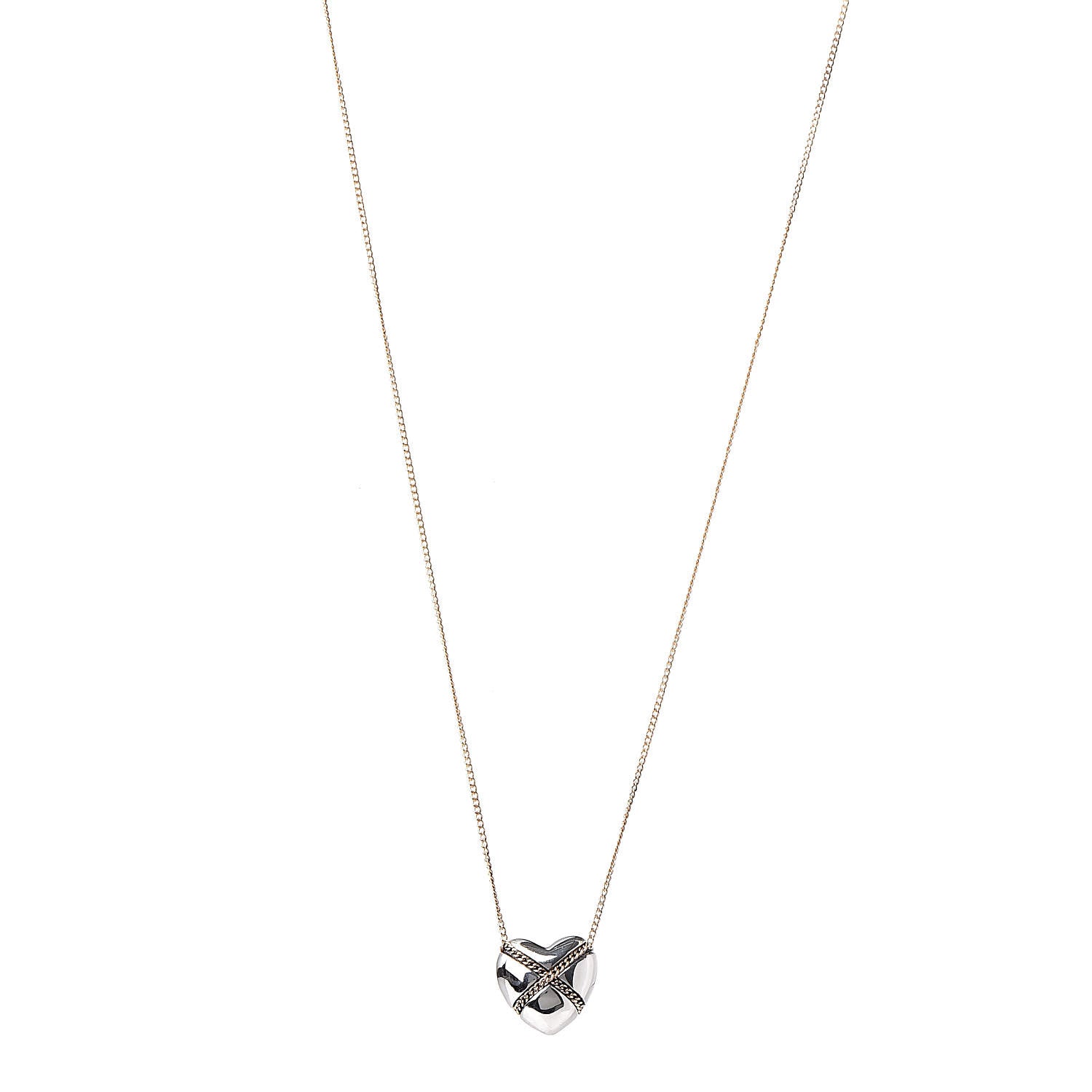 Tiffany Sterling Silver 18K Yellow Gold Heart Pendant Necklace 1 of 7