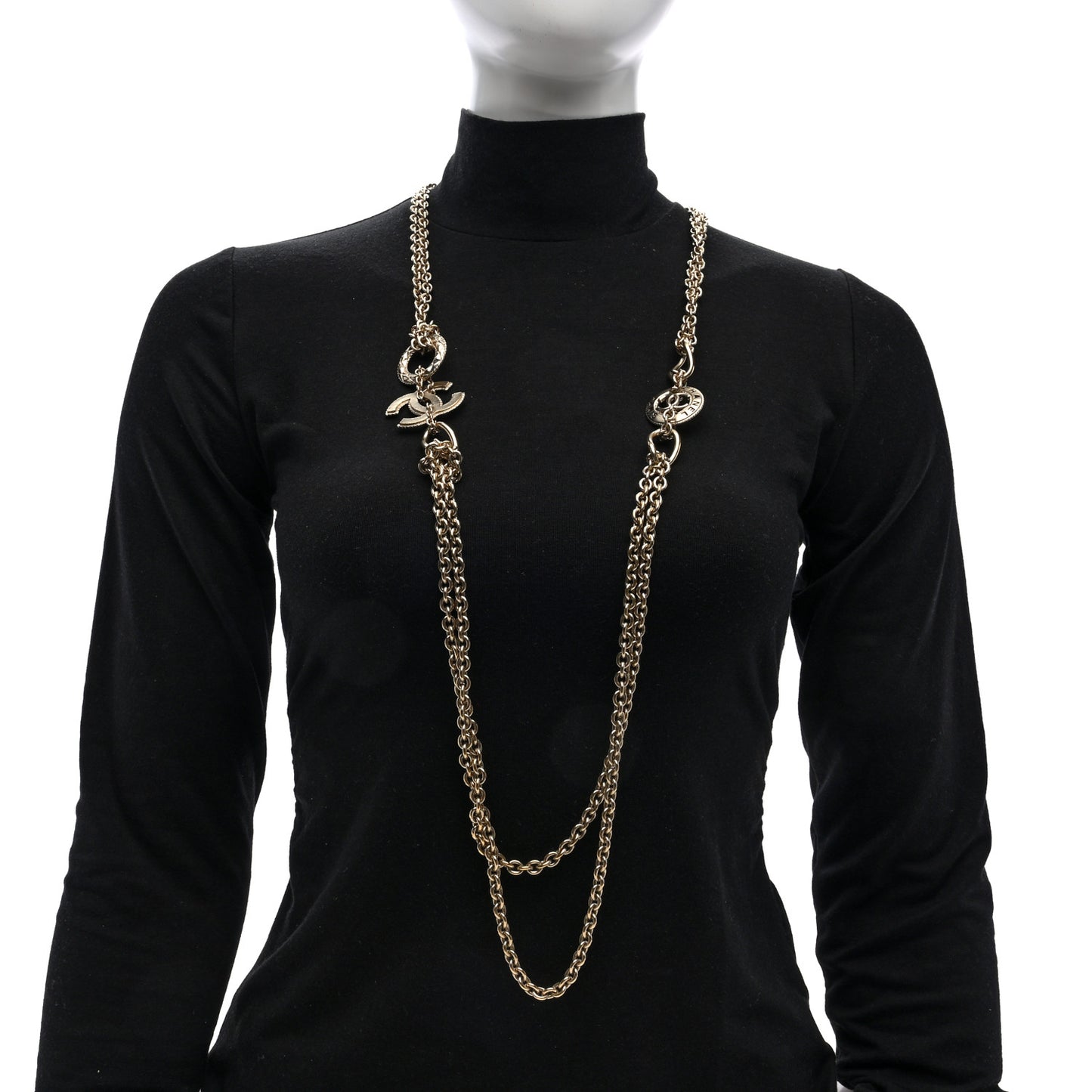 CC Medallion Paris Long Necklace Gold