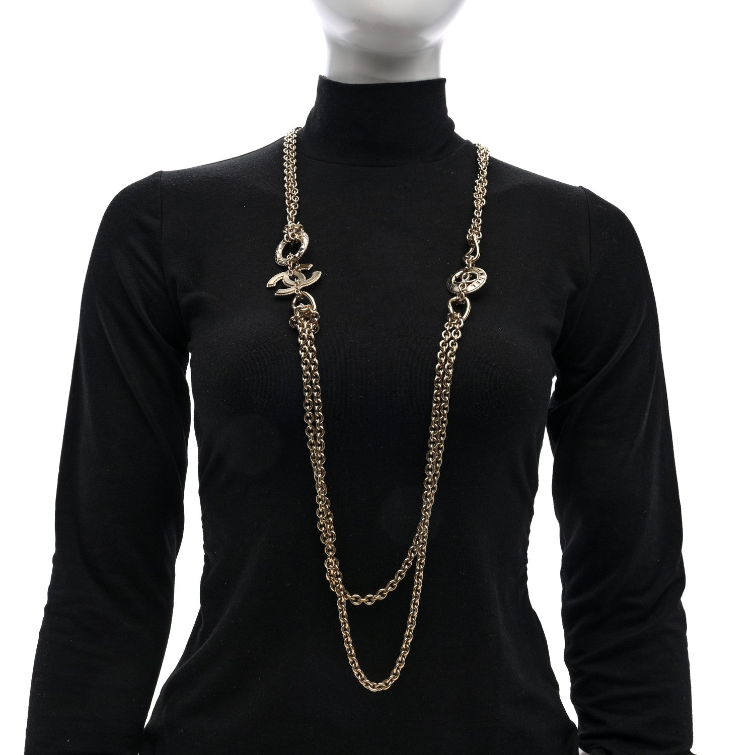Chanel CC Medallion Paris Long Necklace Gold 2 of 4