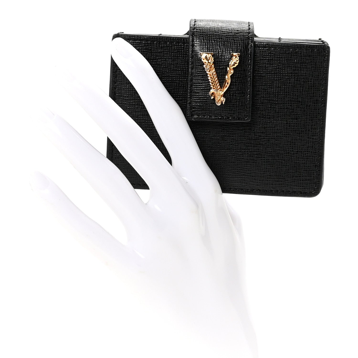 Versace Saffiano Virtus Accordion Wallet Black 2 of 6