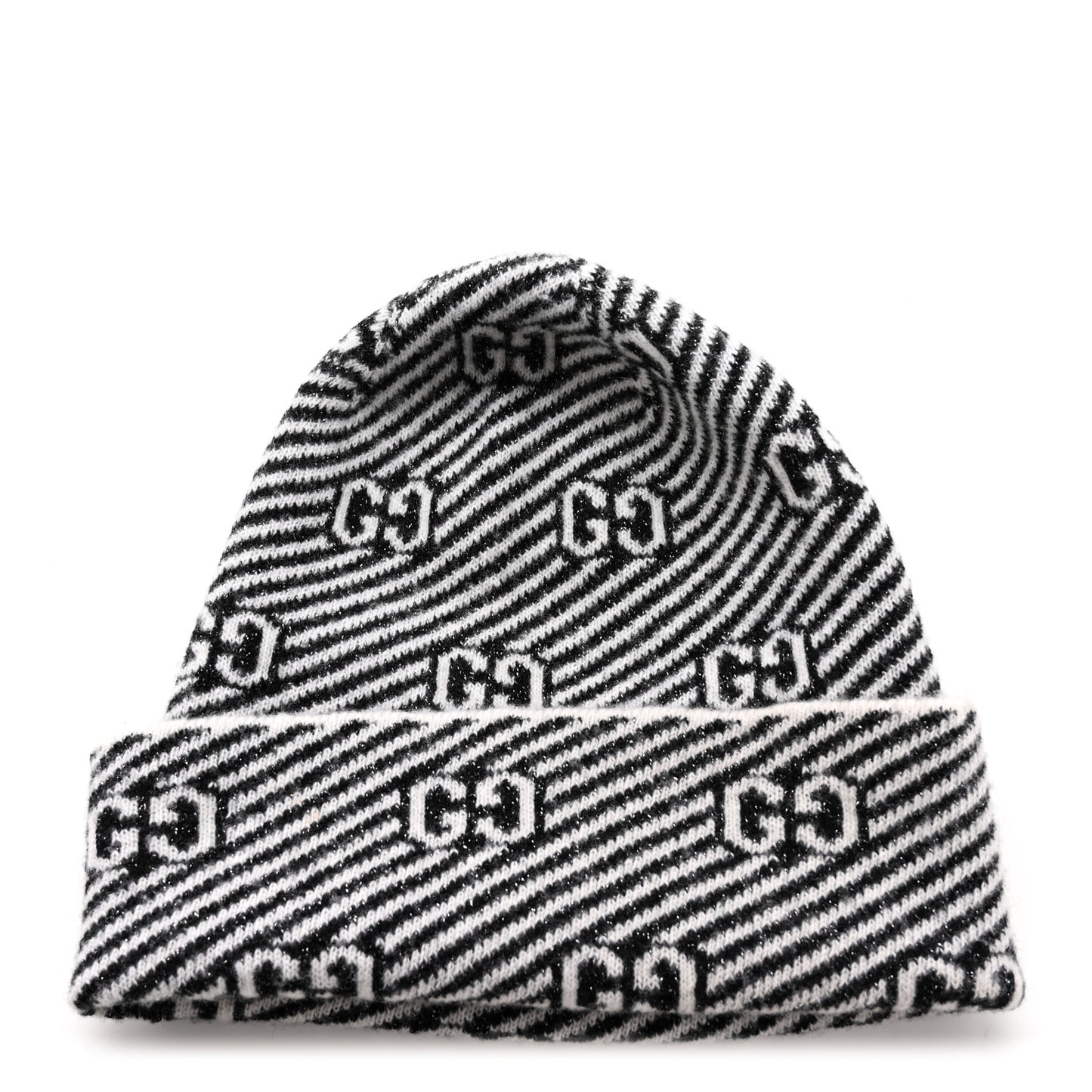 Wool GG Monogram Diagogy Beanie Hat S Black Ivory