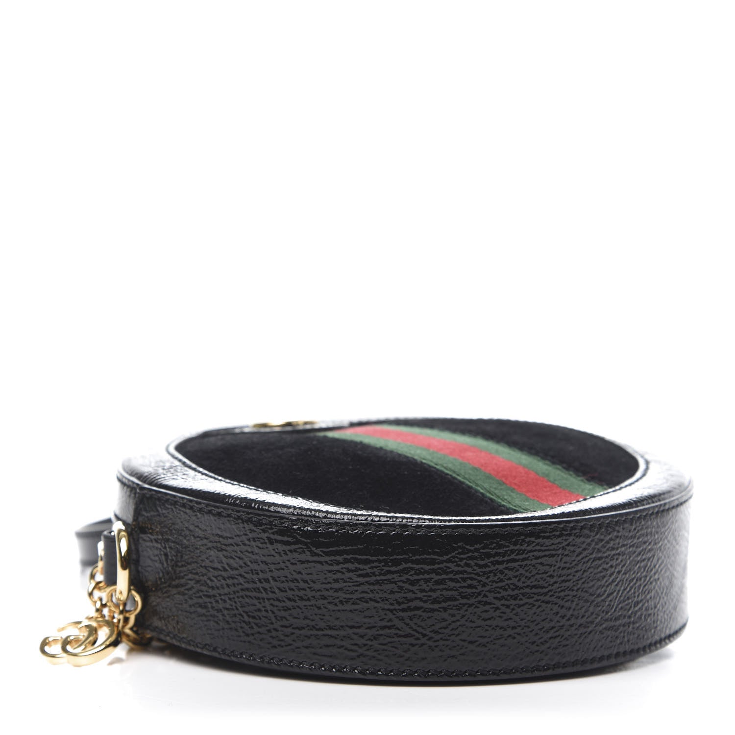 Gucci Suede Patent Web Mini Ophidia Round Shoulder Bag Black 4 of 10