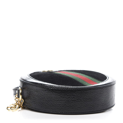 Gucci Suede Patent Web Mini Ophidia Round Shoulder Bag Black 4 of 10