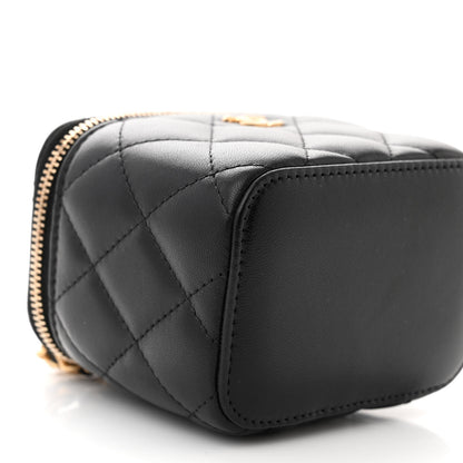 Chanel Lambskin Quilted Mini Pearl Crush Vanity Case With Chain Black 9 of 11