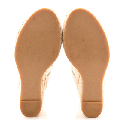 Saint Laurent Calfskin Tribute 95 Platform Espadrille Wedge Sandals 37.5 Porcellana 6 of 7