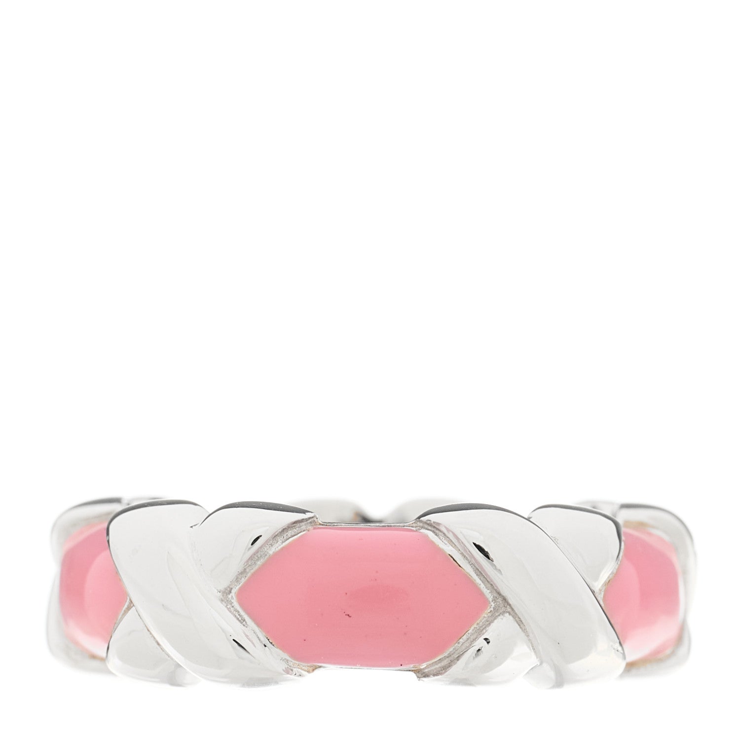 Tiffany Sterling Silver Enamel Signature X Ring 50 5.5 Pink 3 of 4