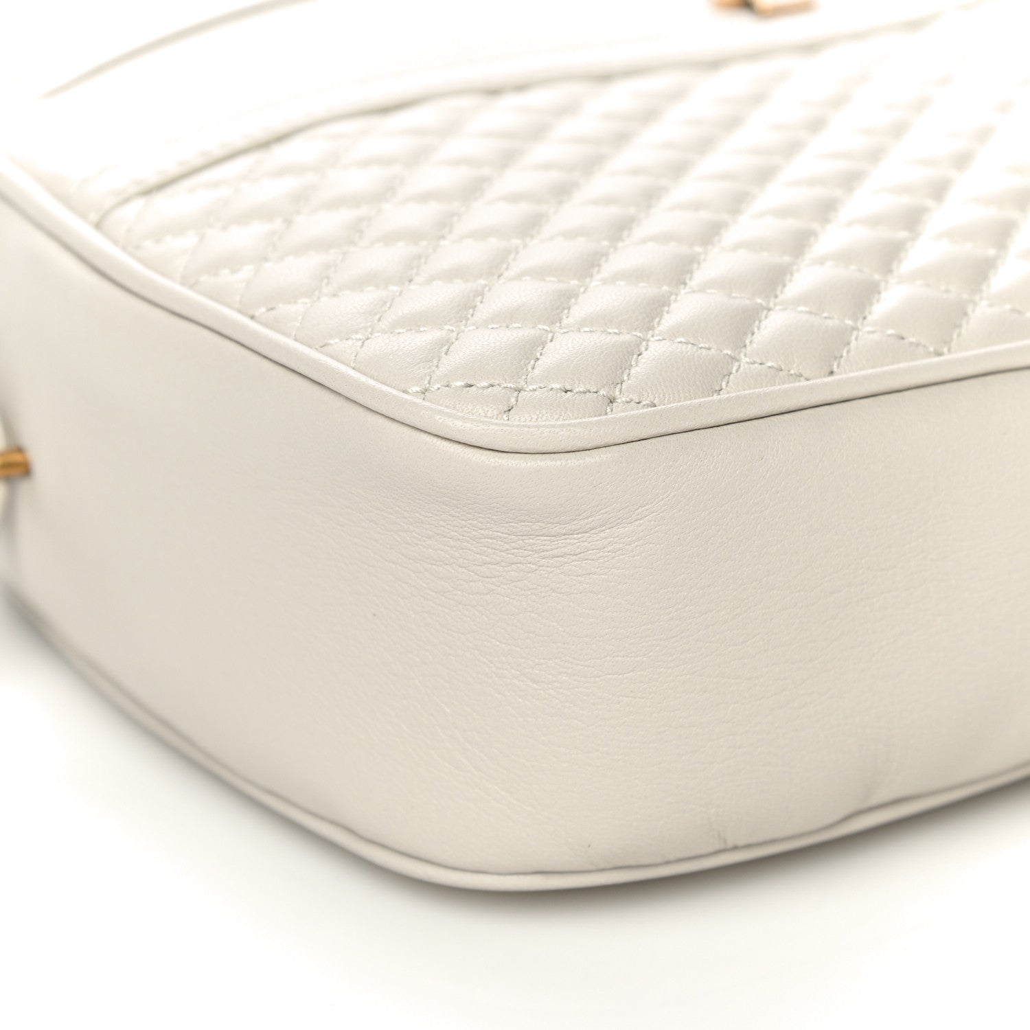Saint Laurent Lambskin Quilted Victoire Camera Bag Blanc Vintage 8 of 9