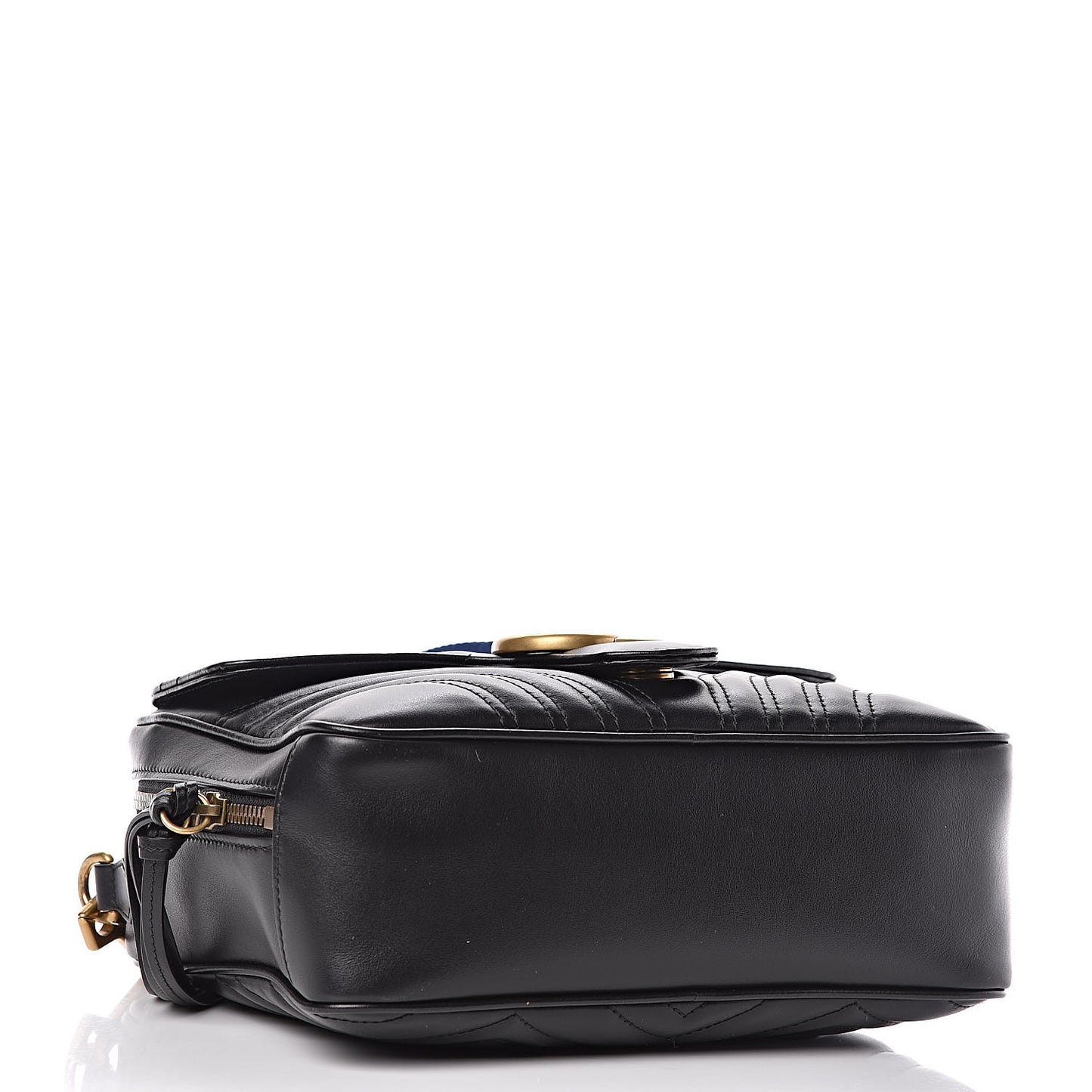 Calfskin Matelasse Sylvie Web Small GG Marmont Top Handle Shoulder Bag Black