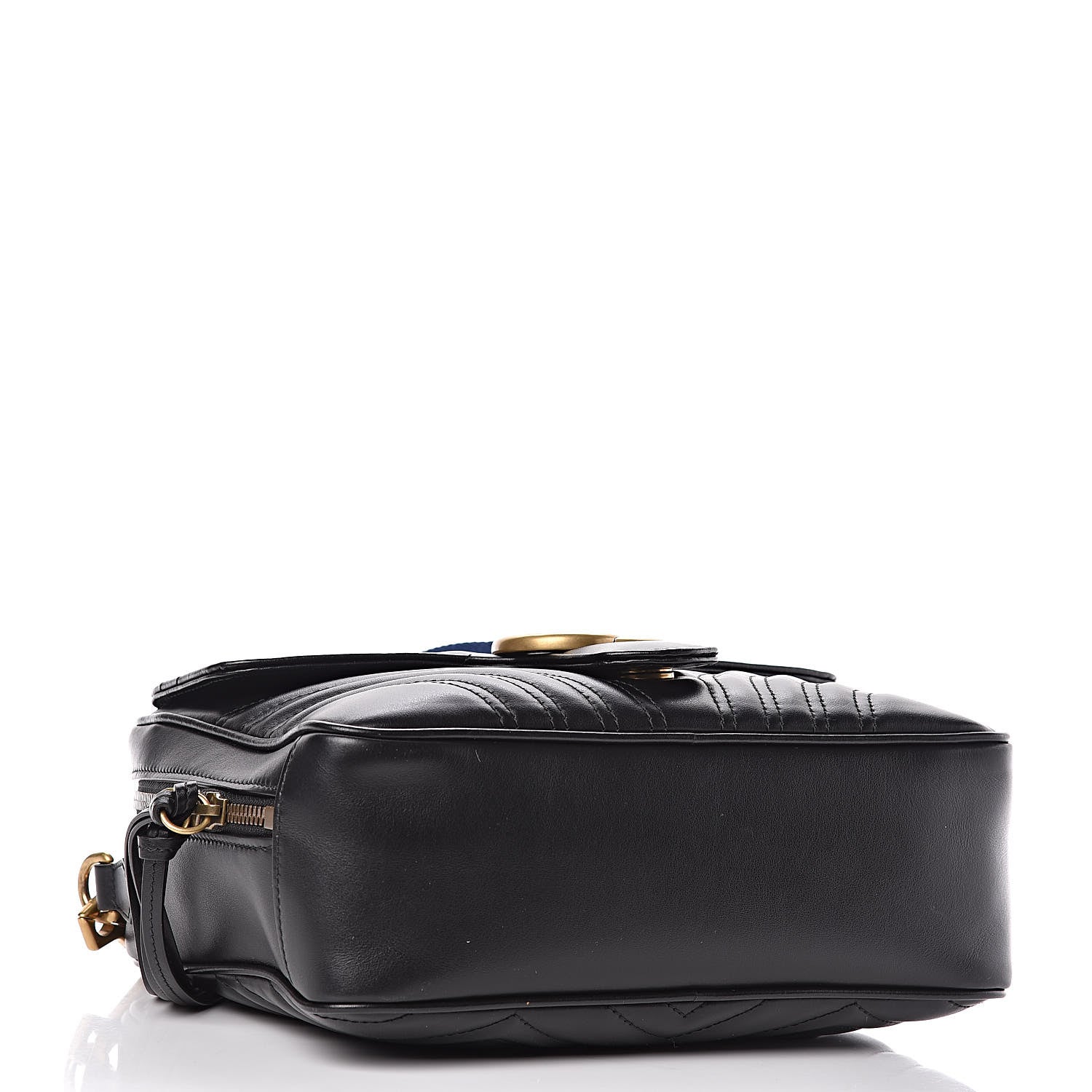 Gucci Calfskin Matelasse Sylvie Web Small GG Marmont Top Handle Shoulder Bag Black 4 of 9