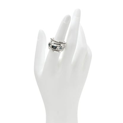 David Yurman Sterling Silver Diamond Hampton Blue Topaz 15mm Stax Five-Row Ring 54 6.75 2 of 5
