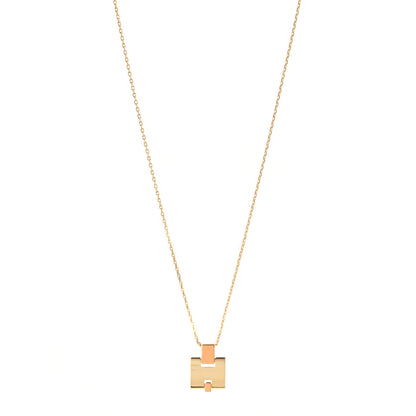 Hermes Gold Plated Lacquered Eileen Pendant Necklace Rose Dragee 1 of 6