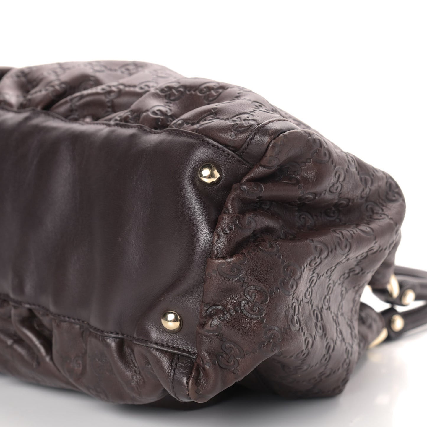 Guccissima Large D Gold Ring Shoulder Bag Chocolate