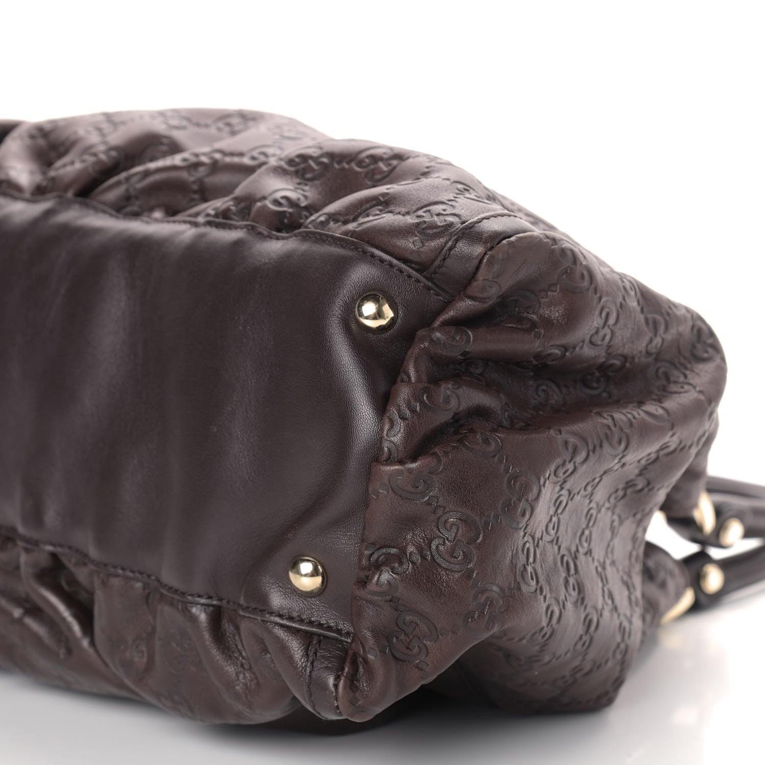 Gucci Guccissima Large D Gold Ring Shoulder Bag Chocolate 9 of 9