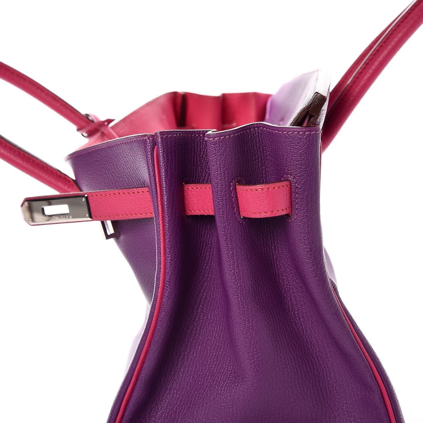 Chevre Mangalore Bi-Color Horseshoe Birkin 35 Ultraviolet Rose Tyrien