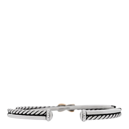 David Yurman Sterling Silver 18K Yellow Gold 5mm Petite X Center Station Bracelet 2 of 4