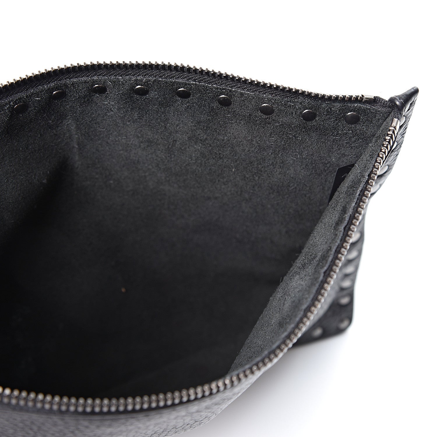 Valentino Garavani Pebbled Calfskin Large Rockstud Zip Pouch Black 5 of 8