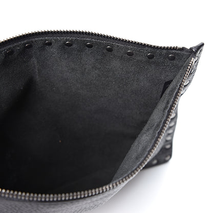 Valentino Garavani Pebbled Calfskin Large Rockstud Zip Pouch Black 5 of 8