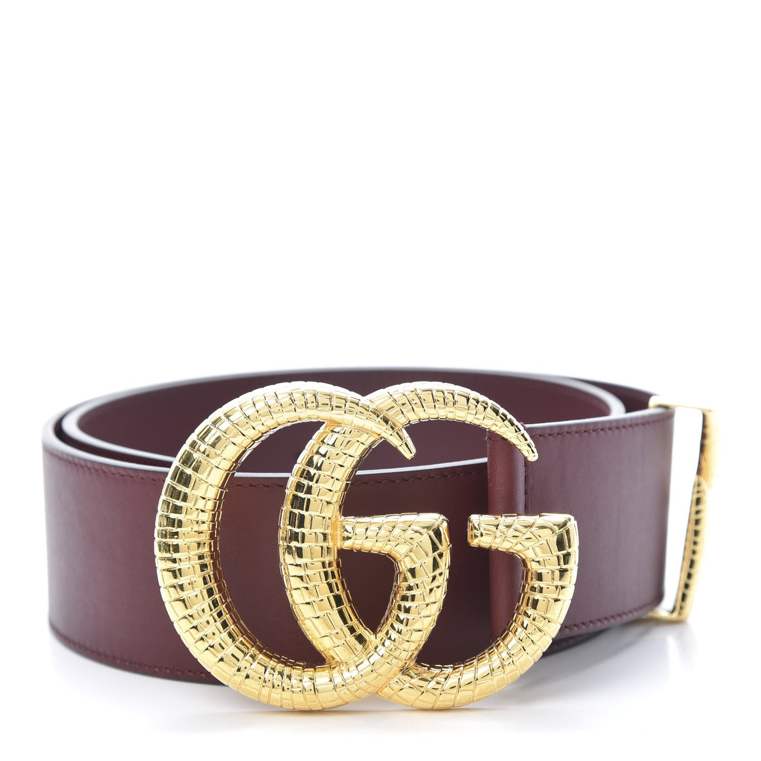 Gucci Calfskin Lizard Double G 50mm Belt 80 32 Vintage Bordeaux 1 of 5